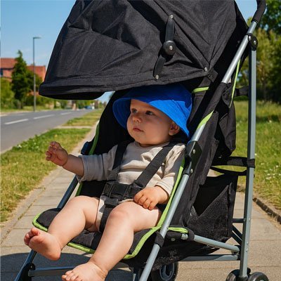bébé endormie sous un Par soleil pour poussette