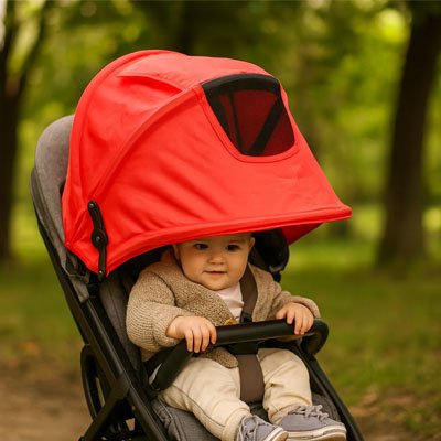 bébé endormie sous un Par soleil pour poussette​ 
