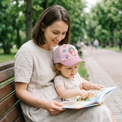 Casquette bebe rose avec des dessins de dinosaures 