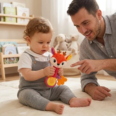 Hochet bébé, bébé joue avec son hochet 
