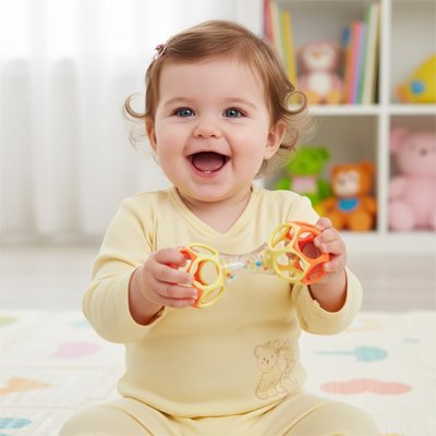 Hochet  qui apporte le sourire a un bébé