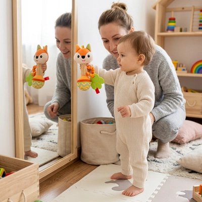 Hochet ,bébé tien son hochet dans sa main 