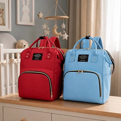 Sac a dos a langer bleu et rouge 